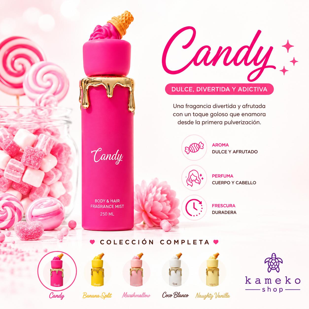 Bruma cuerpo y pelo | Variantes Gourmand | Candy, Banana Split, Marshmallow, Coco Blanco, Naughty Vanilla o Colección Completa