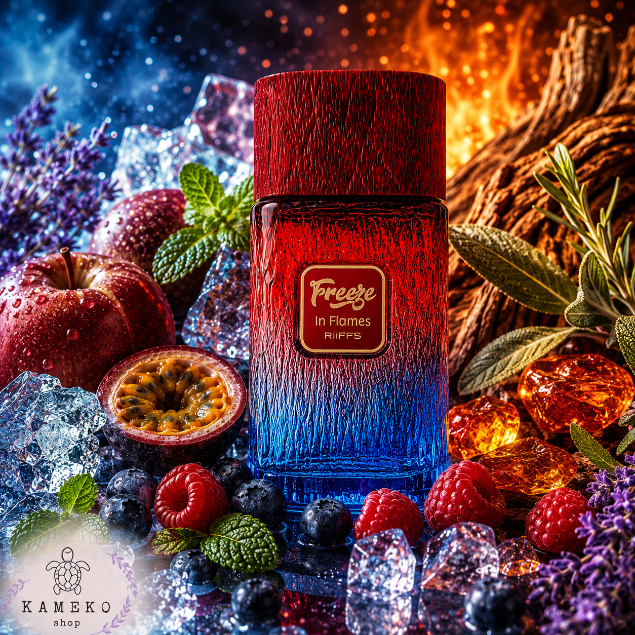 Freeze in Flames | Perfume Árabe Unisex 100 ml | Frambuesa, Bergamota, Menta, Ámbar y Maderas