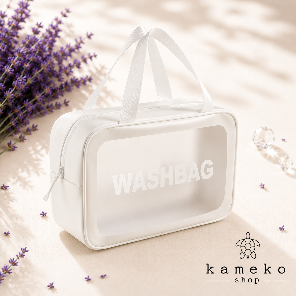 Neceser Transparente Premium con Asas – Colores aleatorios - Organizador de Cosméticos, Maquillaje y Viaje| Kameko Shop
