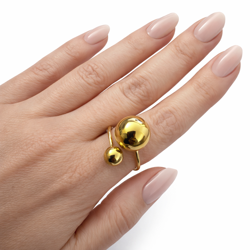 Anillo Ovalado Dorado Ajustable con Diseño Radiante para Mujer Elegante y Moderno