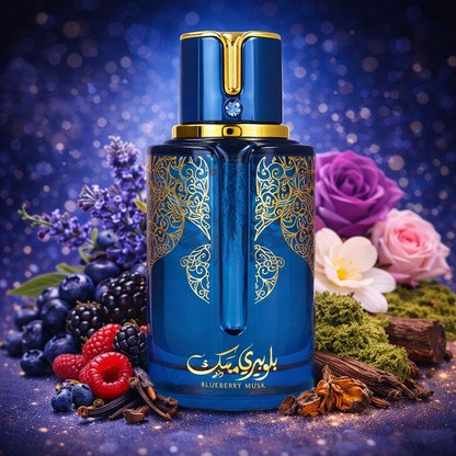 Perfume Árabe Blueberry Musk Arabiyat Prestige – Eau De Parfum Unisex 100 ml – Fragancia Frutal Floral con Moras Azules, Frambuesa, Vainilla y Pachulí