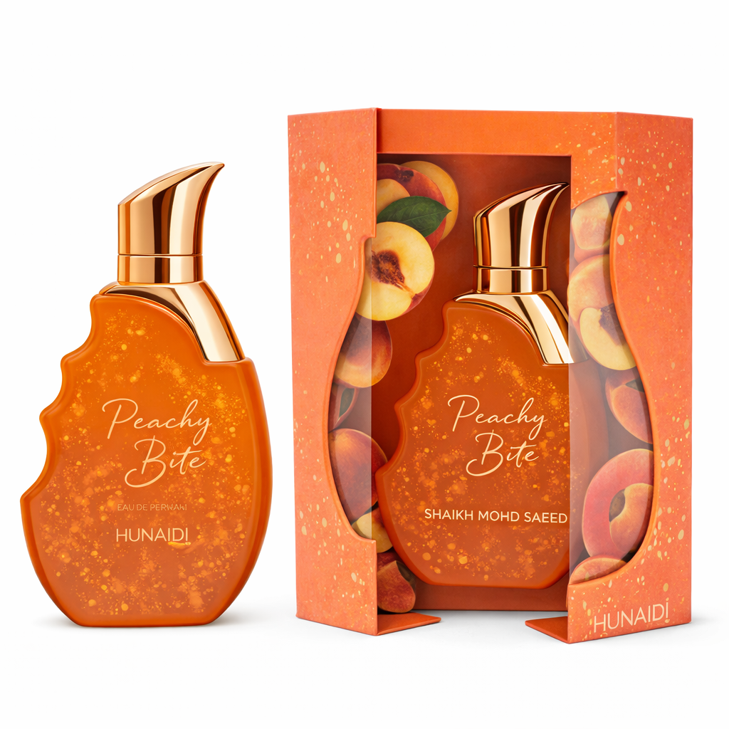 Perfume Árabe Peachy Bite Shaikh Mohd Saeed – Eau De Parfum Mujer 100 ml – Fragancia Dulce Frutal con Melocotón, Pera, Caramelo y Sándalo