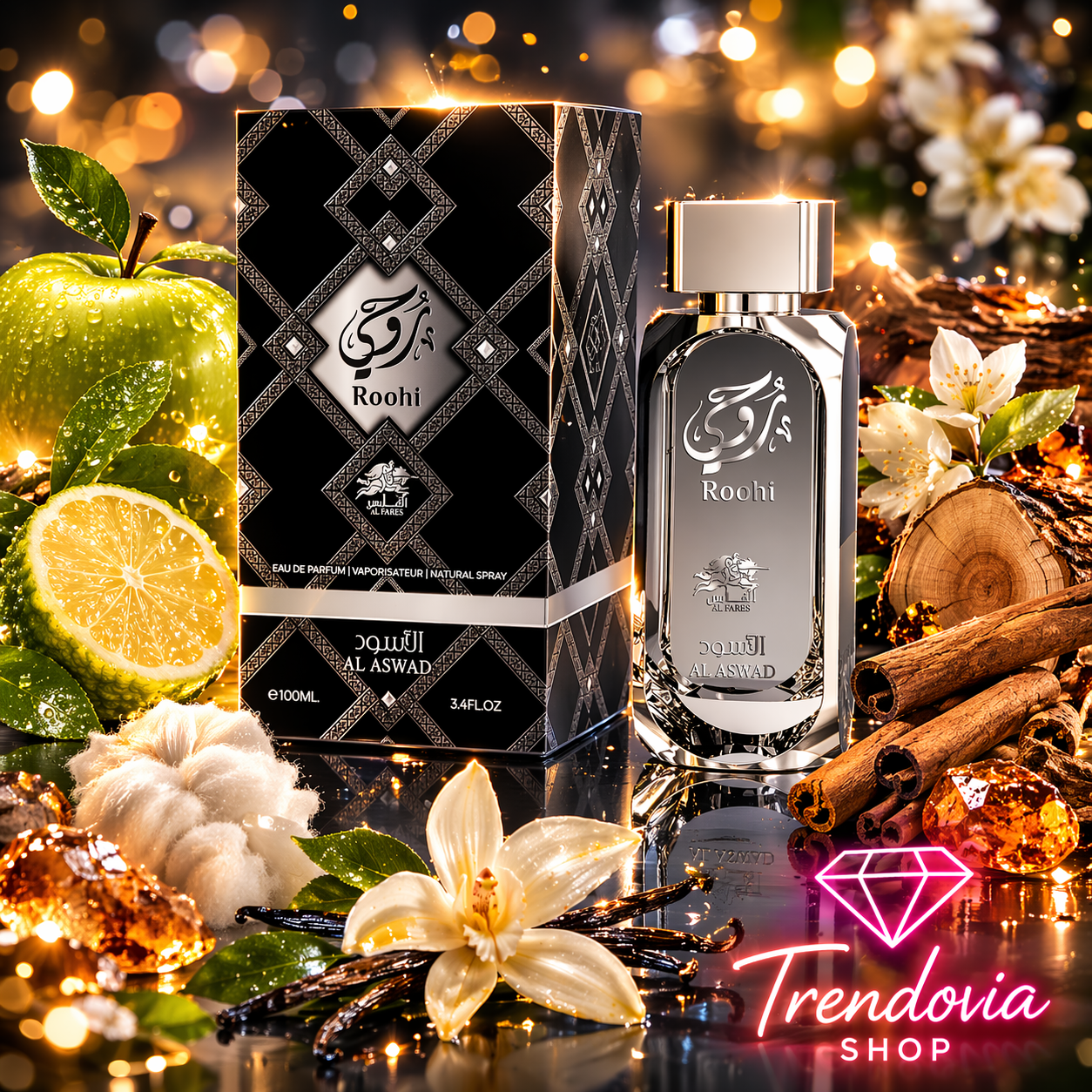 🍏 Roohi Al Aswad – Perfume Árabe Unisex 100 ml