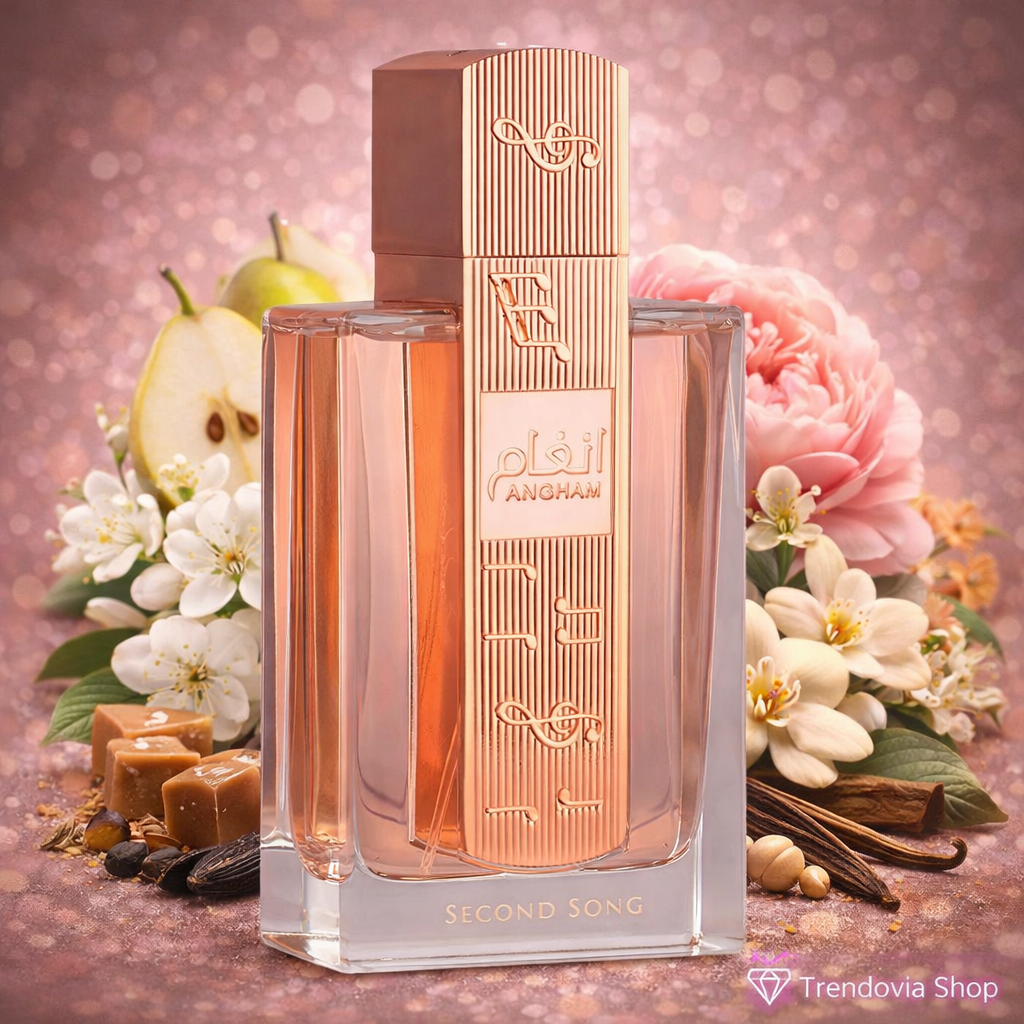 Perfume árabe Angham Second Song Lattafa Eau de Parfum 100 ml – Fragancia floral gourmand con vainilla, praliné y almizcle