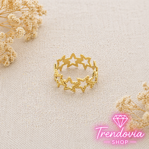 ⭐💍 Anillo de Acero con Estrellas Huecas