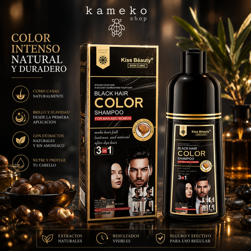 Champú Tinte Colorante Marrón o Negro 3 en 1 para Cabello – Cubre Canas en 10-15 Minutos – Color Natural, Brillo y Cuidado Capilar Sin Amoniaco