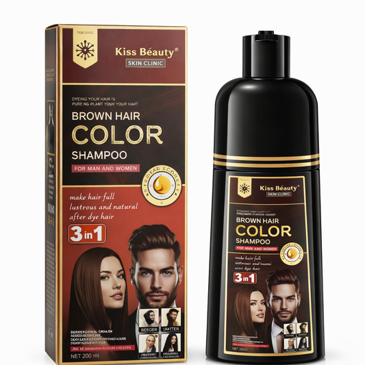 Champú Colorante Marrón 3 en 1 para Cabello – Cubre Canas en 10-15 Minutos – Color Natural, Brillo y Cuidado Capilar
