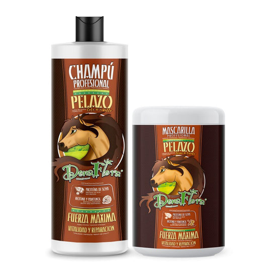 Pack Pelazo DonaFlora – Champú 1000 ml + Mascarilla Capilar 1000 ml – Hidratación, Brillo y Fuerza para Todo Tipo de Cabello
