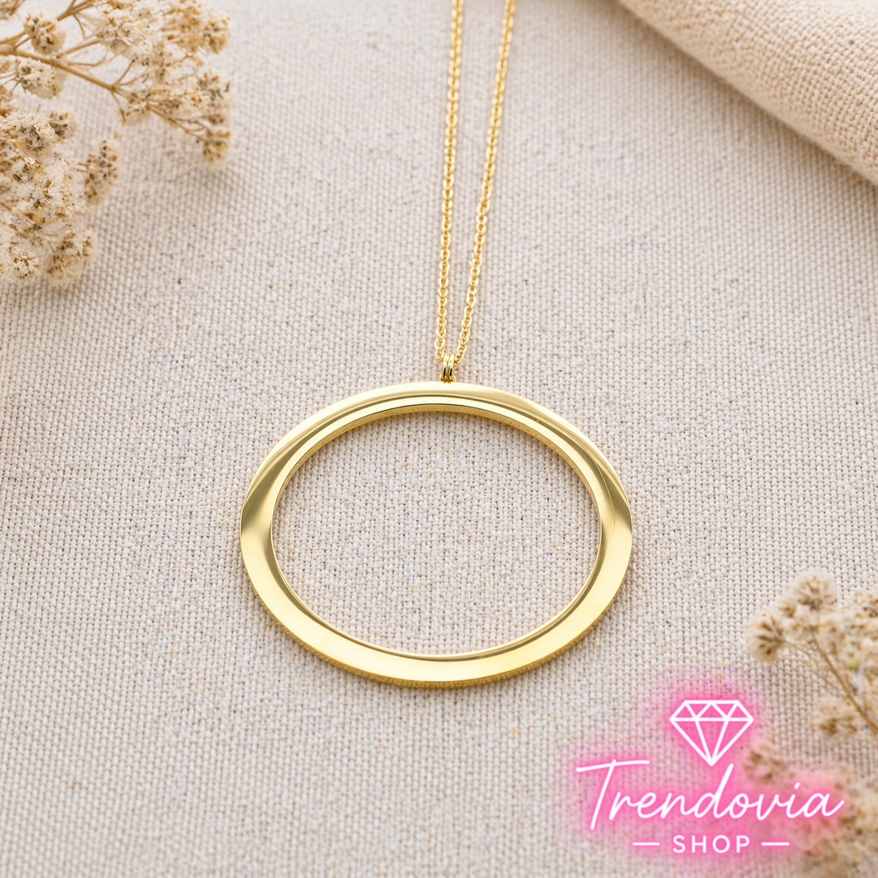 🔗✨ Collar Largo de Acero con Colgante Anilla