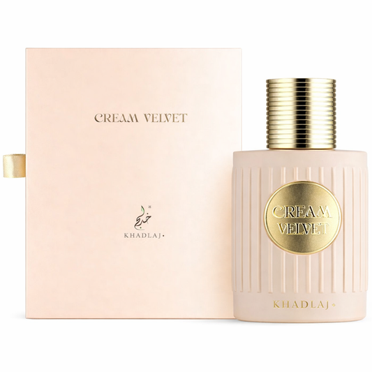 Khadlaj Cream Velvet Extrait de Parfum 100 ml – Perfume Árabe Gourmand Ámbar, Intenso y de Larga Duración