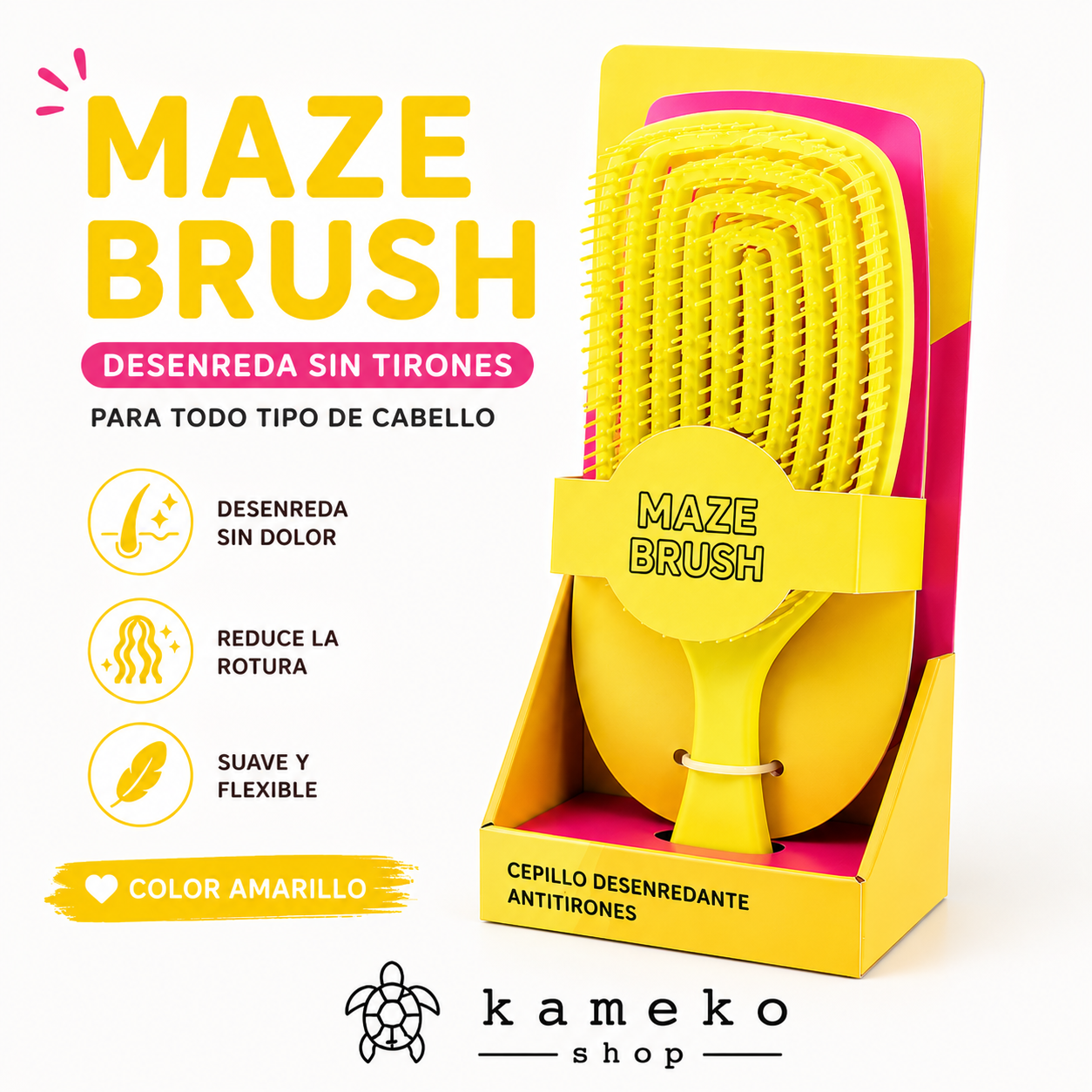 Cepillo Desenredante Antitirones | Flexible | Desenreda Sin Romper el Cabello | 3 Colores Disponibles