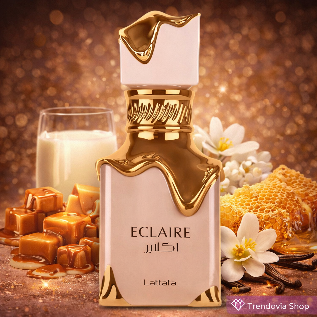 Perfume Árabe Eclaire 100 ml – Lattafa Perfumes | Fragancia Floral Gourmand Dulce con Notas de Caramelo, Miel, Vainilla y Praliné