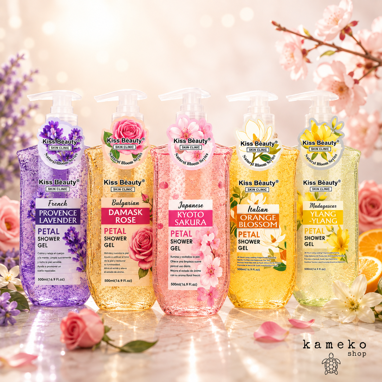 Gel de Ducha Floral 500 ml | Sakura, Lavanda, Rosa, Ylang Ylang y Flor de Azahar