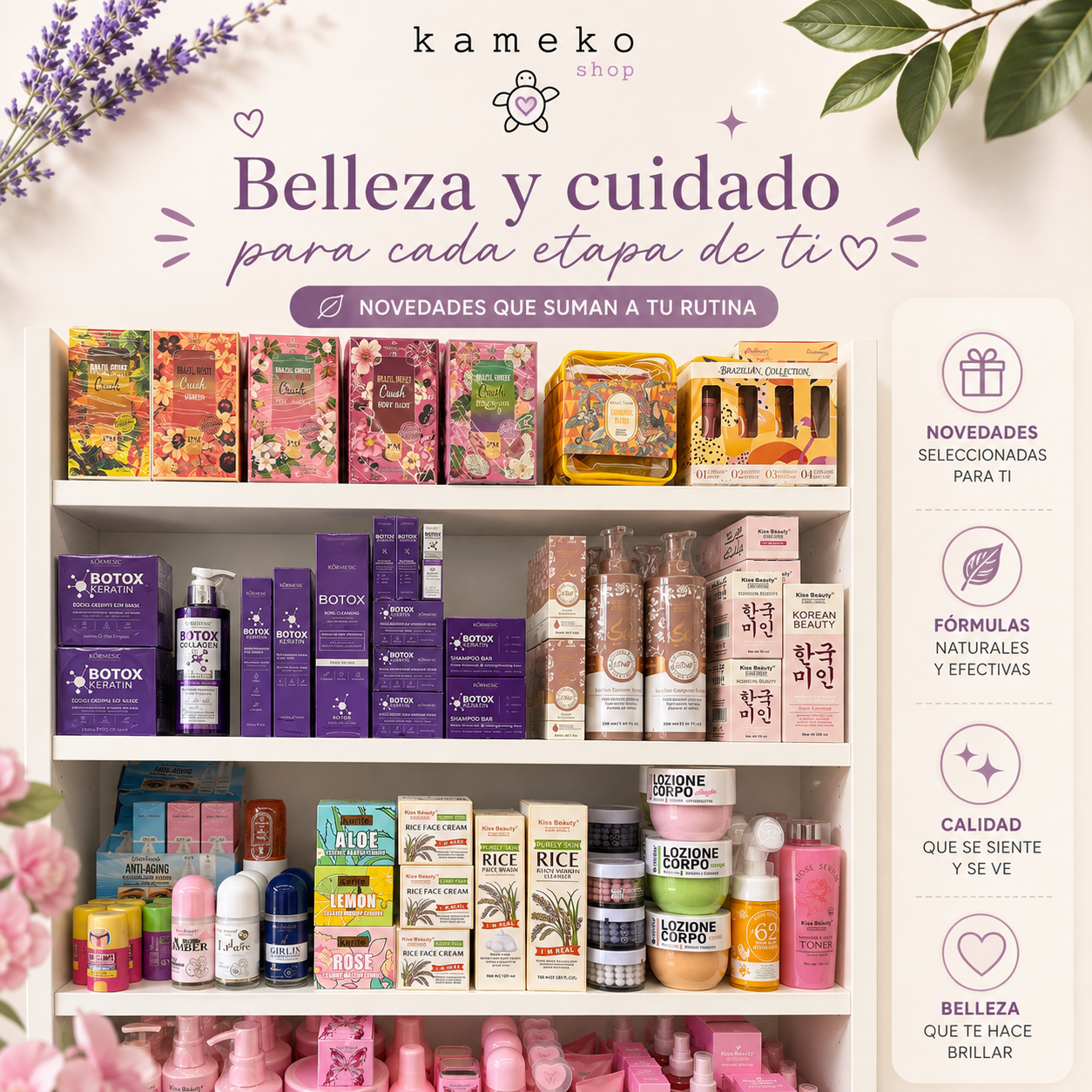 Caja NOVEDADES KAMEKO  Unisex – Pack 7 Productos Belleza y Hogar Hombre y Mujer