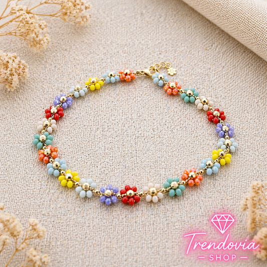 🌸✨ Gargantilla Flores con Cristales Facetados