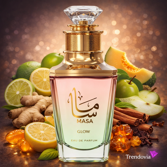 Perfume Árabe Masa Glow Amaran – Eau de Parfum 100 ml – Cítrico, Especiado y Amaderado con Bergamota, Manzana Verde y Vainilla