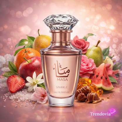 Perfume Árabe Amaran Masa Sparkle – Eau de Parfum 100 ml | Dulce, Acuático y Afrutado con Frutas, Notas Marinas y Praliné