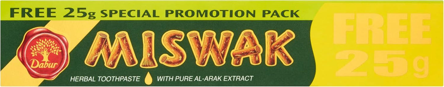 Miswak Ayurvedic Herbs Toothpaste 75 g – Pasta Dental Ayurvédica con Extracto de Al-Arak, Sin Flúor