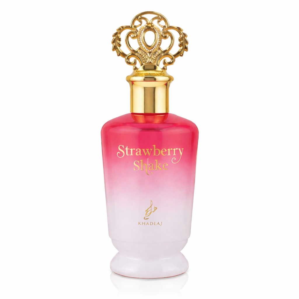 Perfume árabe Khadlaj Strawberry Shake Eau de Parfum 100 ml para Mujer – Fragancia Floral Afrutada con Fresa, Leche, Vainilla y Sándalo