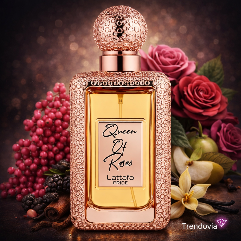 Perfume Árabe Queen of Roses Lattafa Pride – Eau de Parfum Floral y Sensual con Rosa, Vainilla y Ámbar