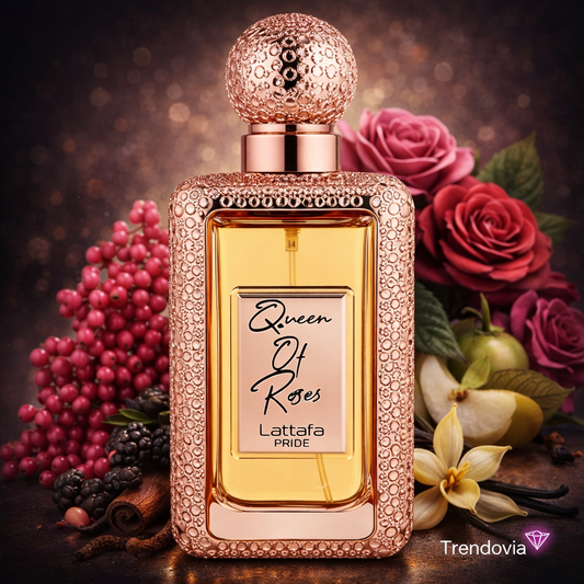 Perfume Árabe Queen of Roses Lattafa Pride – Eau de Parfum Floral y Sensual con Rosa, Vainilla y Ámbar