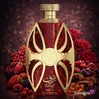 Perfume Árabe Taraf Rouge Amaran Exclusive – Eau de Parfum Intenso y Frutal con Frambuesa, Cereza y Rosa Turca – 100 ml